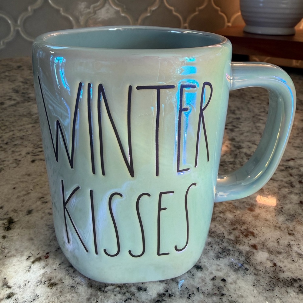 Rae Dunn Winter Kisses Mug - Soft Blue